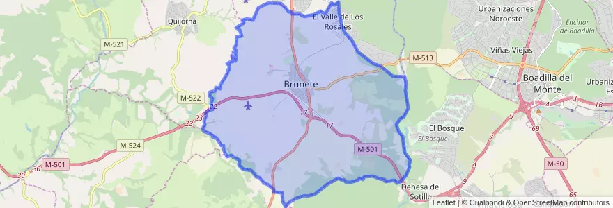 Mapa de ubicacion de Brunete.