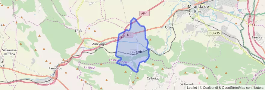 Mapa de ubicacion de Bugedo.