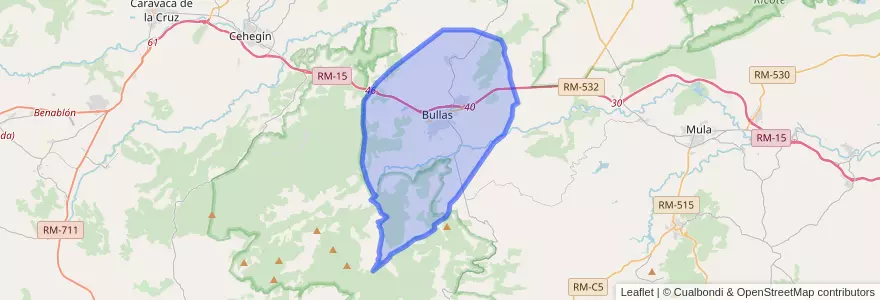 Mapa de ubicacion de Bullas.
