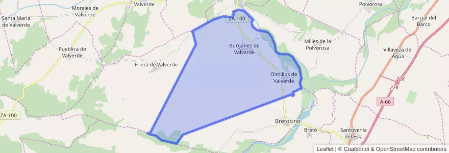 Mapa de ubicacion de Burganes de Valverde.