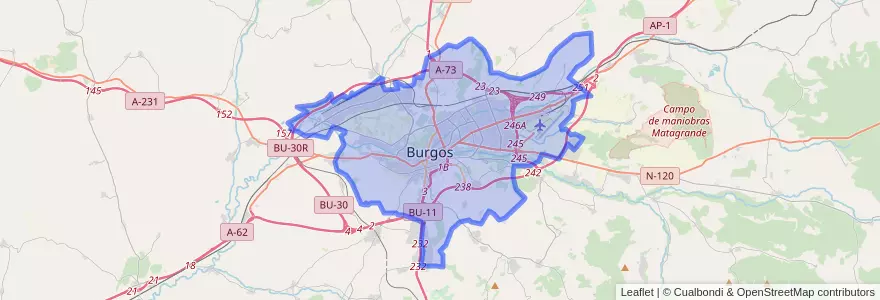 Mapa de ubicacion de Burgos.