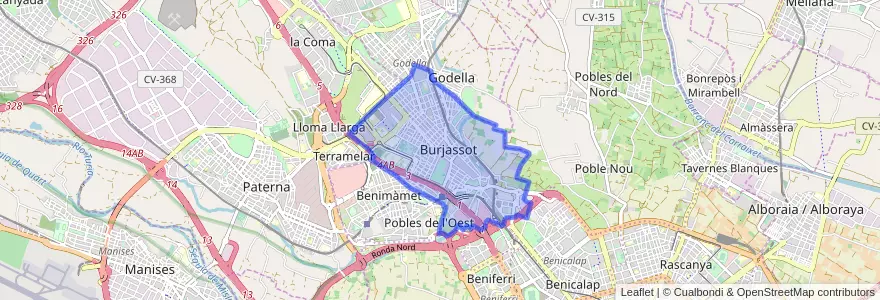 Mapa de ubicacion de Burjassot.