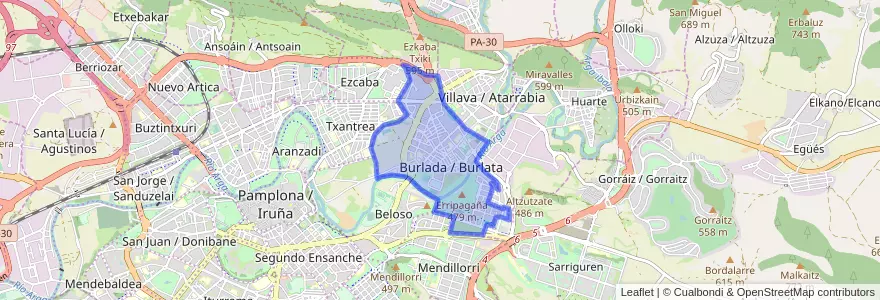 Mapa de ubicacion de Burlada/Burlata.