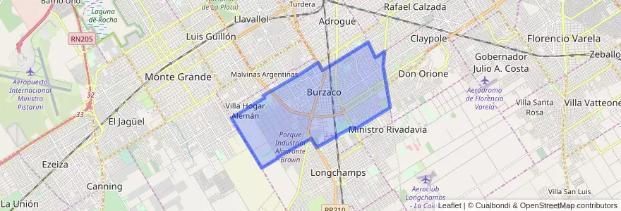 Mapa de ubicacion de Burzaco.