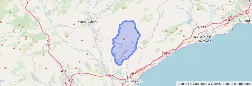 Mapa de ubicacion de Busot.