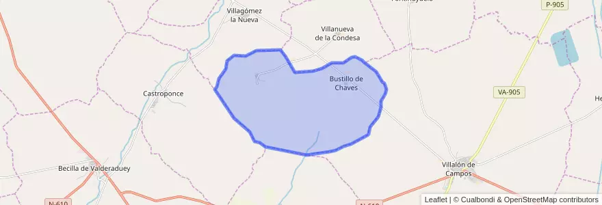 Mapa de ubicacion de Bustillo de Chaves.