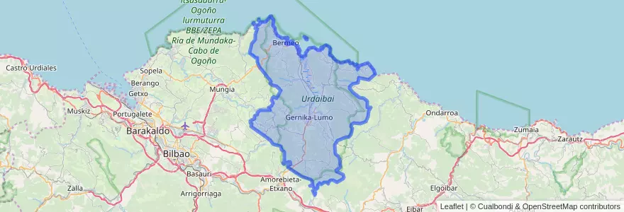 Mapa de ubicacion de Busturialdea-Urdaibai.