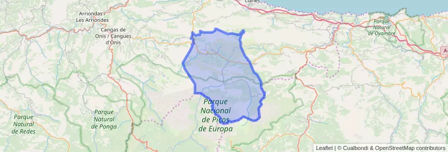 Mapa de ubicacion de Cabrales.