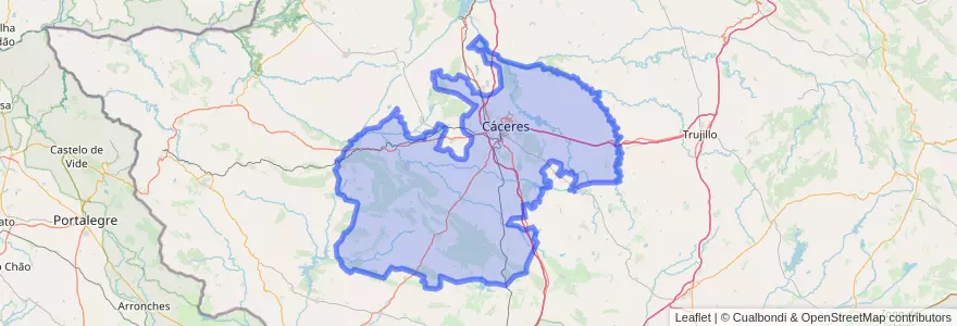 Mapa de ubicacion de Cáceres.