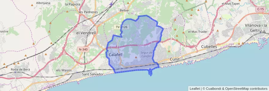 Mapa de ubicacion de Calafell.
