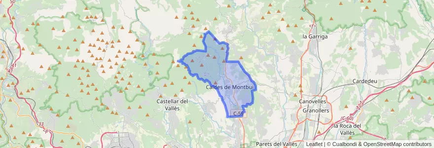 Mapa de ubicacion de Caldes de Montbui.
