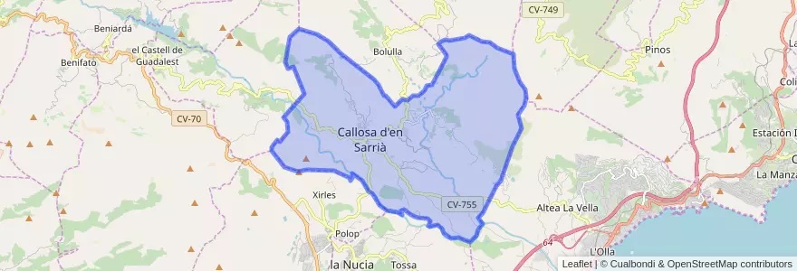 Mapa de ubicacion de Callosa d'en Sarrià.