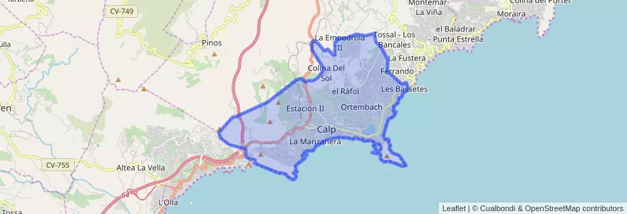 Mapa de ubicacion de Calp.