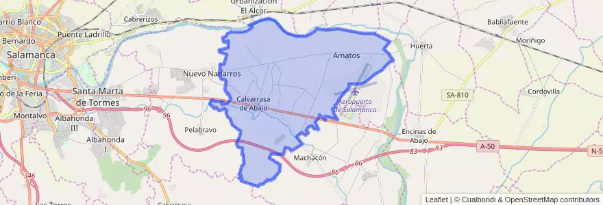 Mapa de ubicacion de Calvarrasa de Abajo.