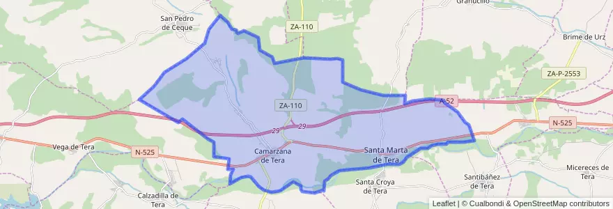 Mapa de ubicacion de Camarzana de Tera.