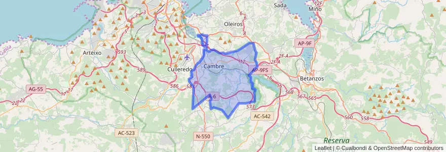 Mapa de ubicacion de Cambre.