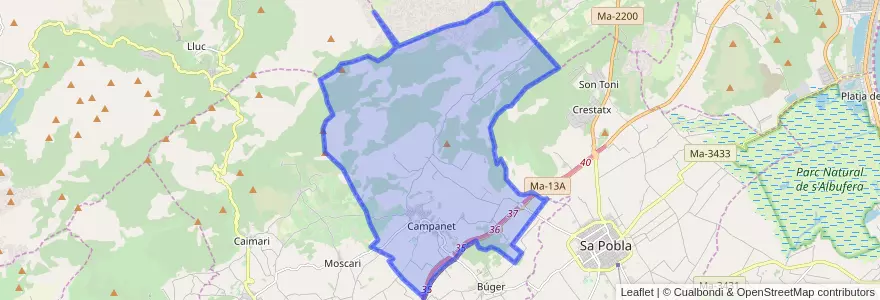 Mapa de ubicacion de Campanet.