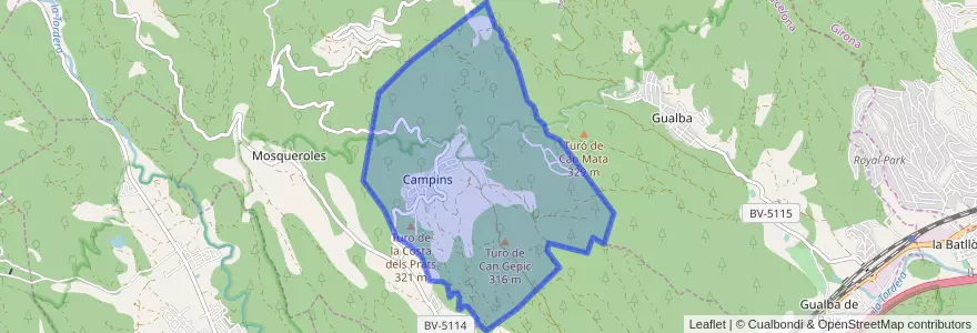Mapa de ubicacion de Campins.
