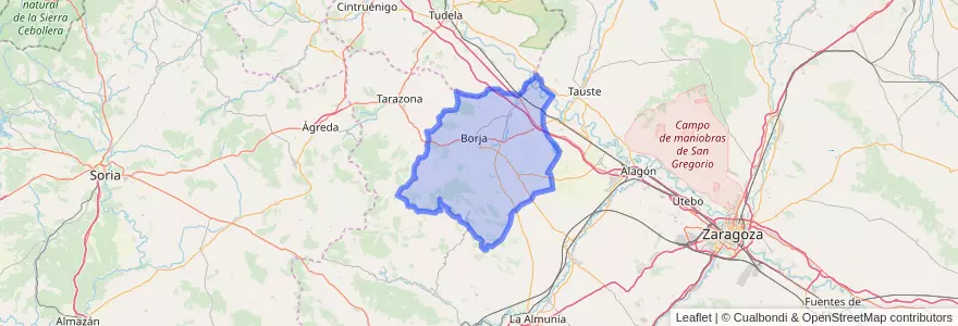 Mapa de ubicacion de Campo de Borja.