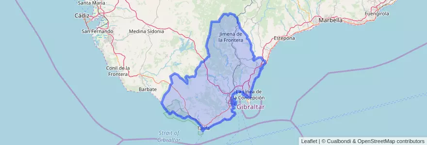 Mapa de ubicacion de Campo de Gibraltar.