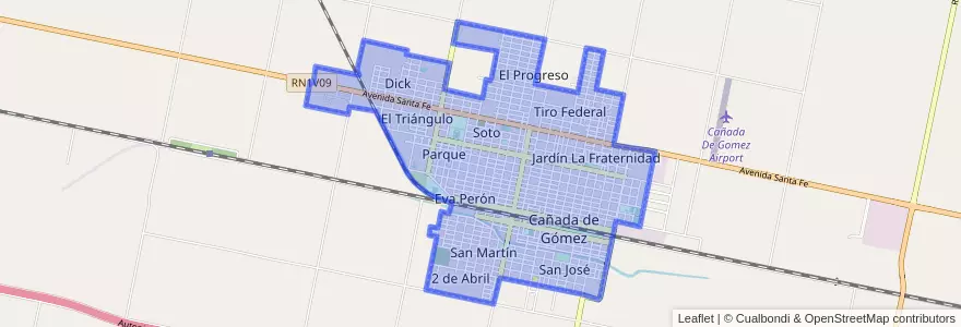 Mapa de ubicacion de Cañada de Gómez.