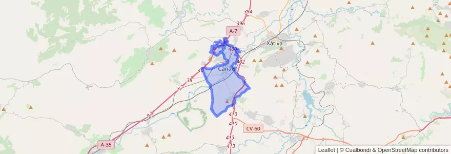 Mapa de ubicacion de Canals.