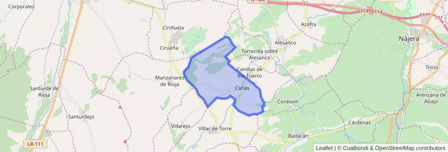 Mapa de ubicacion de Cañas.