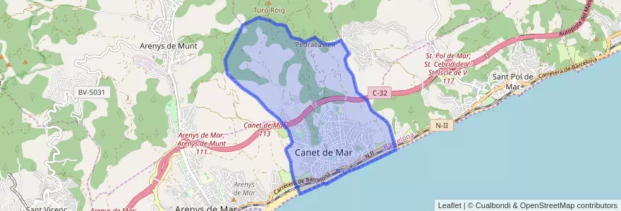 Mapa de ubicacion de Canet de Mar.