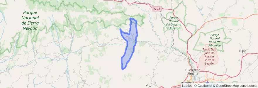 Mapa de ubicacion de Canjáyar.