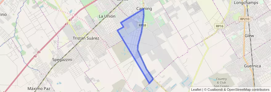Mapa de ubicacion de Canning.