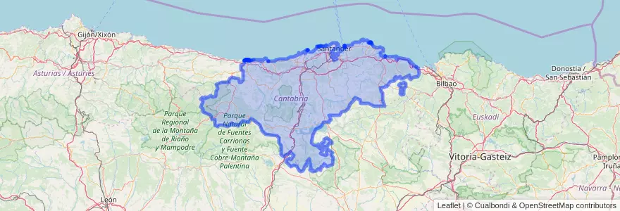 Mapa de ubicacion de Cantabria.