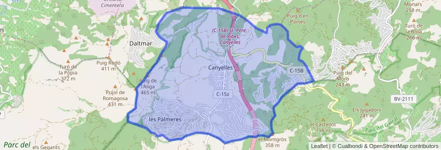 Mapa de ubicacion de Canyelles.