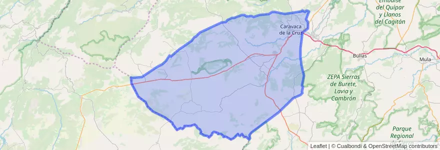 Mapa de ubicacion de Caravaca de la Cruz.