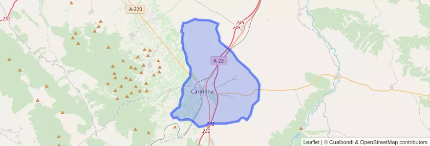 Mapa de ubicacion de Cariñena.