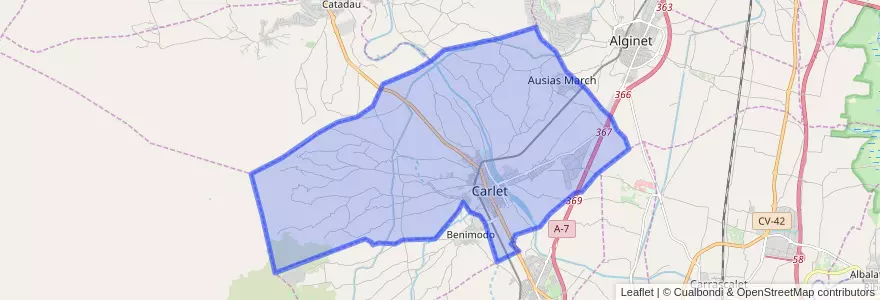 Mapa de ubicacion de Carlet.