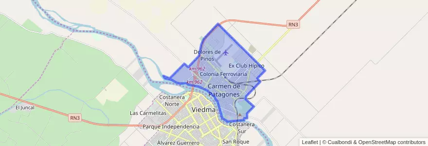 Mapa de ubicacion de Carmen de Patagones.