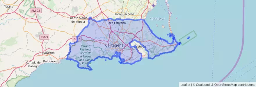 Mapa de ubicacion de Cartagena.