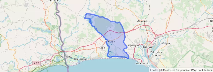 Mapa de ubicacion de Cartaya.