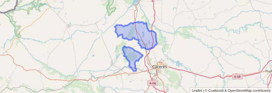 Mapa de ubicacion de Casar de Cáceres.
