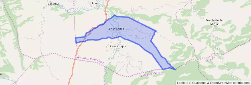 Mapa de ubicacion de Casas Altas.