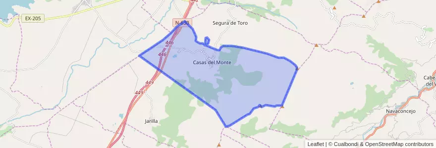 Mapa de ubicacion de Casas del Monte.