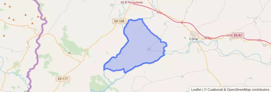 Mapa de ubicacion de Casillas de Coria.
