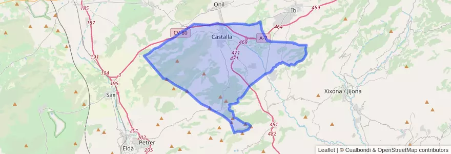 Mapa de ubicacion de Castalla.