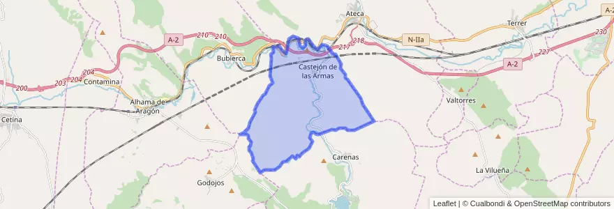 Mapa de ubicacion de Castejón de las Armas.