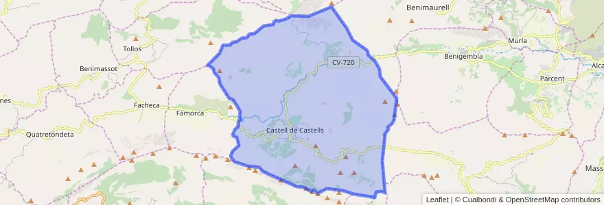 Mapa de ubicacion de Castell de Castells.