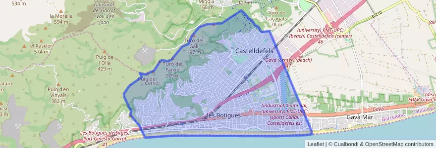 Mapa de ubicacion de Castelldefels.