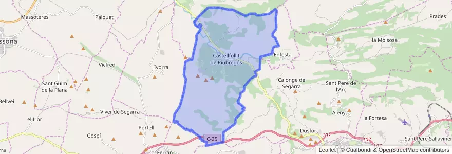 Mapa de ubicacion de Castellfollit de Riubregós.