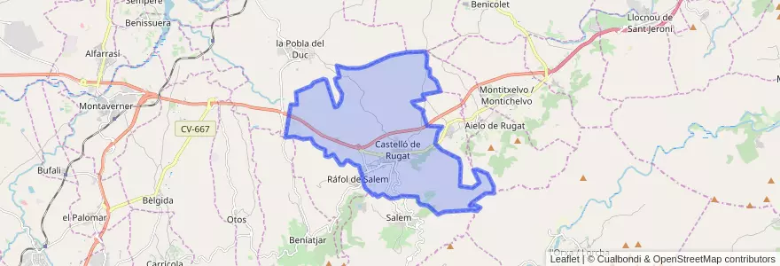Mapa de ubicacion de Castelló de Rugat.