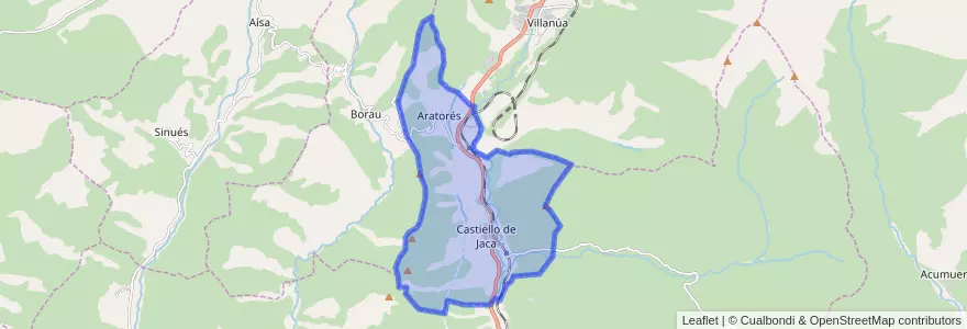 Mapa de ubicacion de Castiello de Jaca.