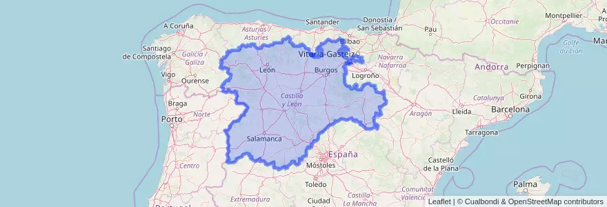 Mapa de ubicacion de Castilla y León.
